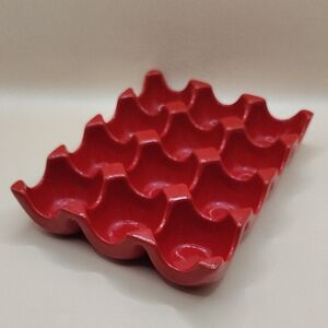 Rachael Ray Vibrant Red Ceramic 12 Egg / One Dozen Egg Holder